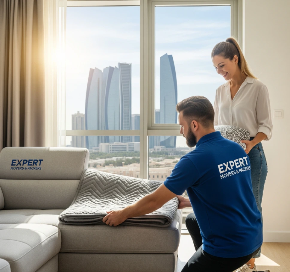 Expert apartment movers in Abu Dhabi ensuring a stress-free relocation for a happy client.