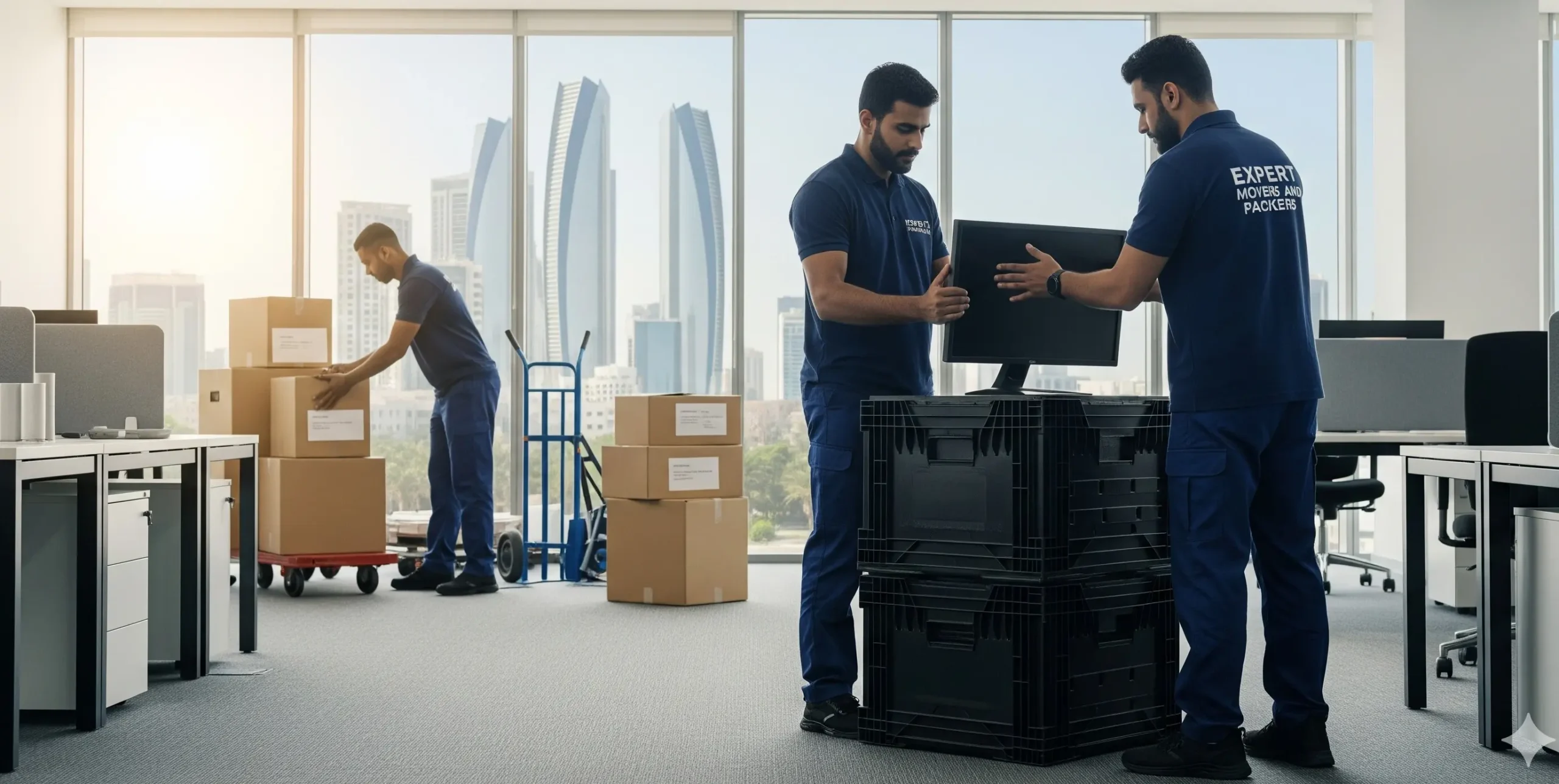 Office movers in Abu Dhabi relocating a commercial office with Expert Movers